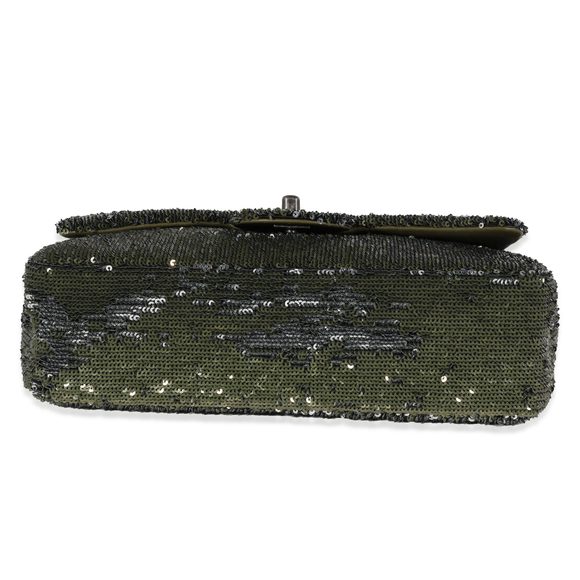 Chanel Olive Green Sequin Coco Cuba Single Flap Bag - Picture 7 of 8